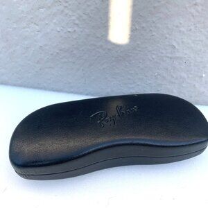 Ray Ban Black Leather Eye Glasses Sunglasses Case Hinged Clamshell Slimline